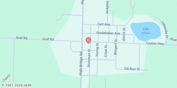 Map showing Lakeview Church of the Brethren Food Pantry at 14049 North Coates Highway, Brethren, MI