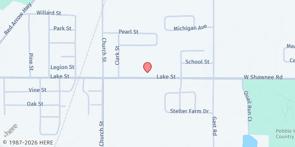 Map showing Our Lady Queen of Peace Food Pantry at 3903 Lake Street, Bridgman, MI