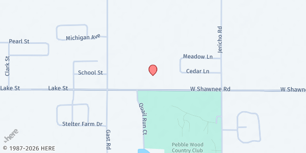 Map showing Woodland Shores Baptist Church at 3555 Shawnee Road, Bridgman, MI