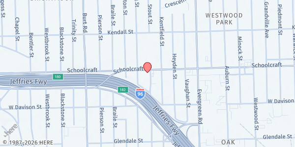 Map showing Mission City at 20405 Schoolcraft Road, Brightmoor, MI