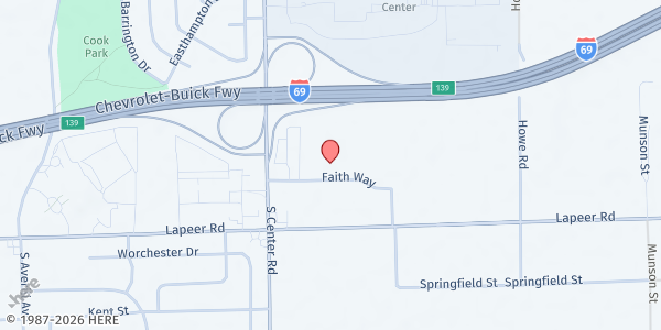 Map showing CenterPoint Church of Burton at 1225 S. Center Rd, Burton, MI