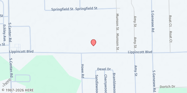 Map showing Harris Memorial COGIC at G-4317 Lippincott, Burton, MI
