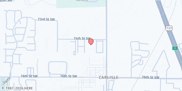 Map showing Buist Community Assistance Center at 870 74th St SW Ste B, Byron Center, MI