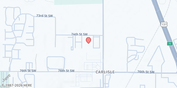 Map showing Buist Community Assistance Center at 870 74th St. SW, Byron Center, MI