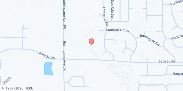 Map showing First Cutlerville Christian Reformed Church at 1425 68th Street SW, Byron Center, MI