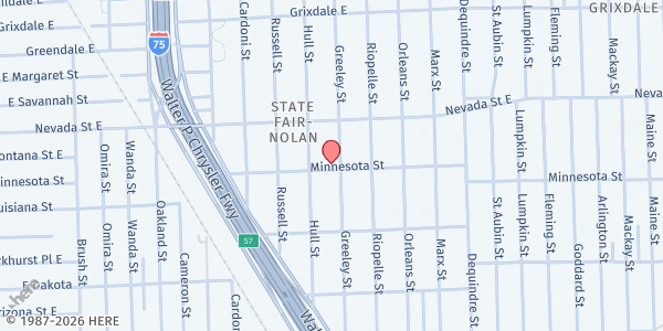 Map showing Love Joy Church Of God In Christ at 17801 Greeley Street, Cadillac Heights, MI