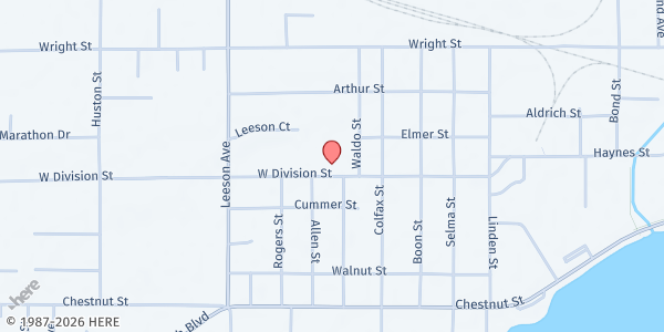 Map showing LifeHouse Assembly of God Pantry at 1120 West Division, Cadillac, MI