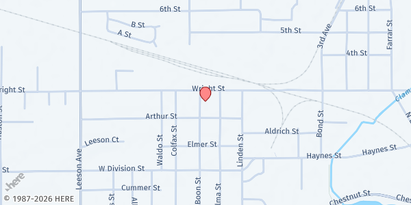 Map showing Salvation Army of Cadillac at 725 Wright Street, Cadillac, MI