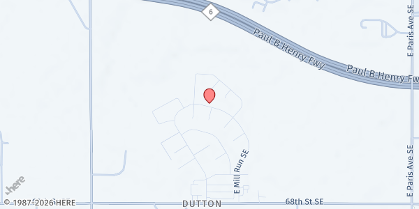 Map showing Bookmobile - Dutton Mill (Gather 2 Grow) at 6720 West Mill Run SE, Caledonia, MI
