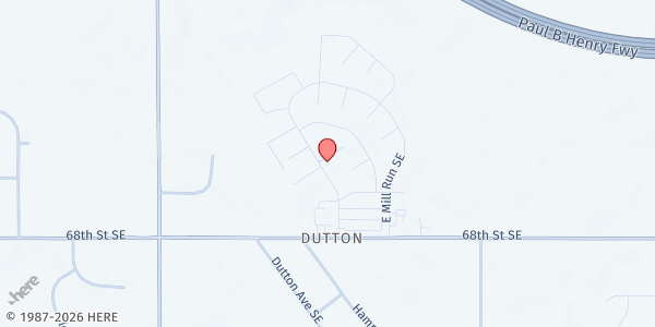 Map showing Bookmobile - Dutton Mills at 6720 West Mill Run SE, Caledonia, MI