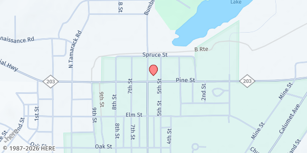 Map showing CLK Food Pantry at 507 Pine St, Calumet, MI