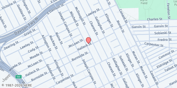 Map showing Muslim Family Services / ICNA Relief - Campau/Banglatown at 12500 Mitchell Street, Campau/Banglatown, MI