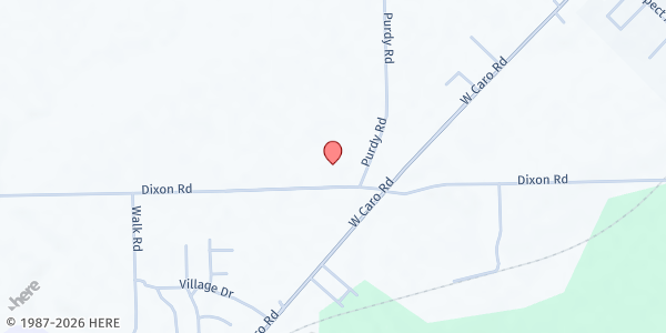 Map showing Caro Church of the Nazarene at 1494 Purdy Rd., Caro, MI