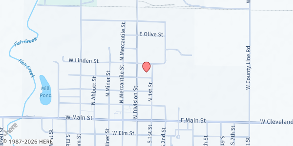 Map showing St. Mary's Catholic Church at 404 N Division Street, Carson City, MI