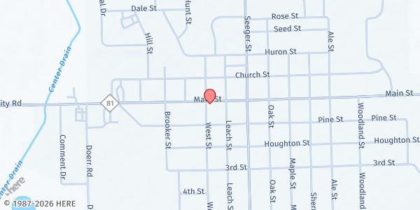 Map showing Revive Ministries - Main Location at 6400 Main St, Cass City, MI