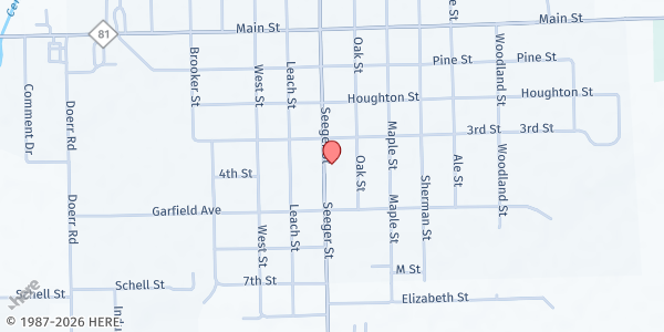 Map showing St Pancratius Catholic Church (Our Lady Consolata Parish) at 4292 Seeger St, Cass City, MI
