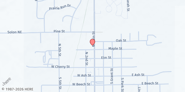 Map showing Cedar Springs Public Library at 107 N. Main Street, Cedar Springs, MI