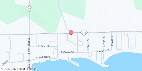 Map showing Cedar Post Food Pantry at 362 East M-134, Cedarville, MI