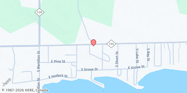 Map showing Cedar Post Food Pantry at 362 East M-134, Cedarville, MI