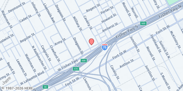 Map showing Military Avenue Evangelical Presbyterian Church at 1002 Military Avenue, Central Southwest, MI