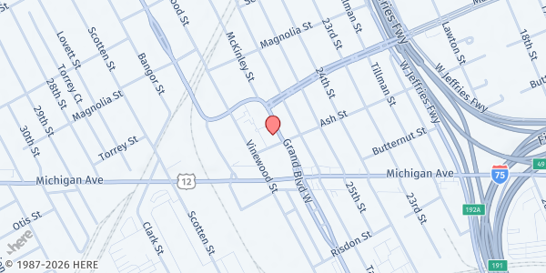 Map showing Alternatives for Girls - Chadsey Condon at 903 West Grand Boulevard, Chadsey Condon, MI