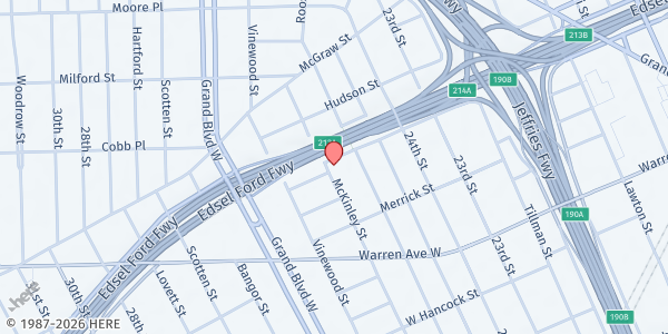 Map showing Bailey Temple Church of God in Christ at 5370 McKinley Street, Chadsey Condon, MI