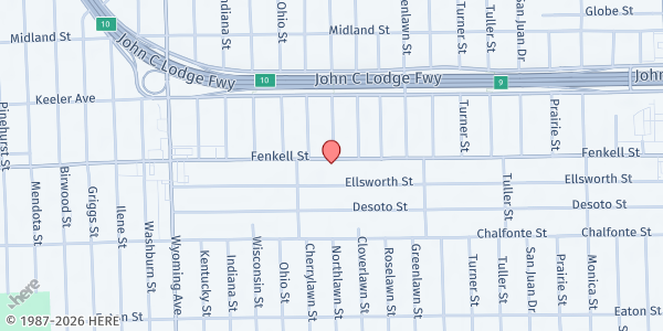 Map showing New Liberty Community Services - Fenkell Avenue at 8425 Fenkell Avenue, Chalfonte, MI
