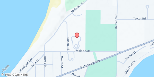 Map showing Charlevoix Senior Center at 13513 Division St, Charlevoix, MI