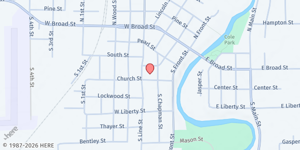 Map showing Chesaning Area Emergency Relief (CAER) at 218 Church St., Chesaning, MI