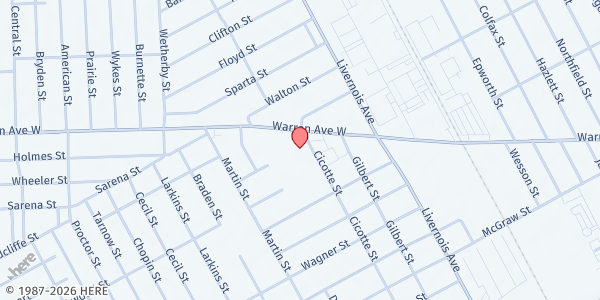 Map showing PHG Urban Life Center at 6495 West Warren Avenue, Claytown, MI