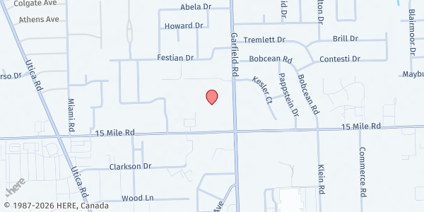 Map showing Hope United Church of Christ at 35127 Garfield Road, Clinton Township, MI