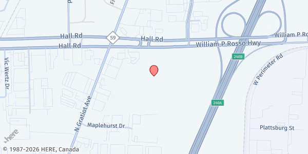 Map showing MP-Kensington Church at 25000 Hall Road, Clinton Township, MI