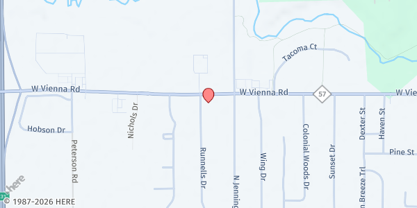 Map showing Comm. of Christ-Clio at 4041 W. Vienna Rd., Clio, MI