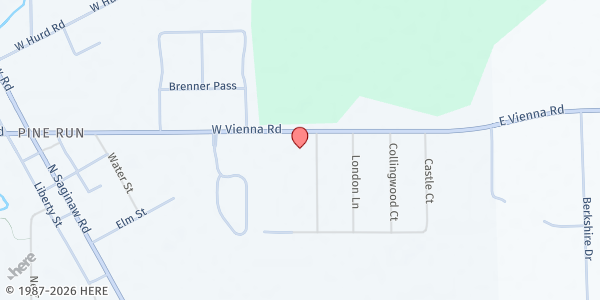 Map showing Community Unites at 1215 W. Vienna Rd, Clio, MI