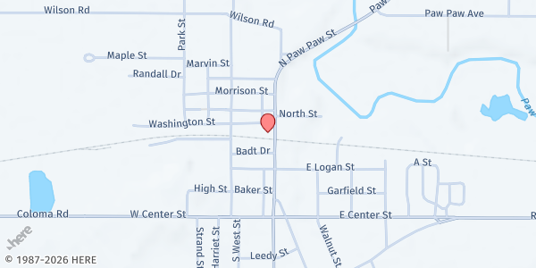 Map showing HOPE Resources at 262 North Paw Paw Street, Coloma, MI