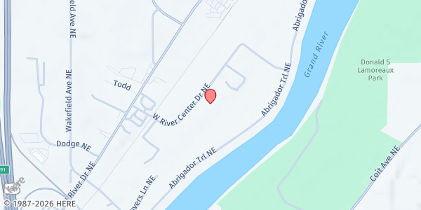 Map showing Feeding America West Michigan - Comstock Park at 864 W River Center Dr NE, Comstock Park, MI