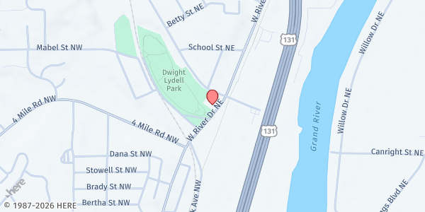 Map showing Kent District Library - Comstock Park Branch at 3943 West River Drive NE, Comstock Park, MI