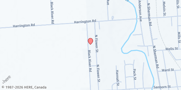 Map showing Valiant Ministries at 5242 N. Black River Road, Croswell, MI
