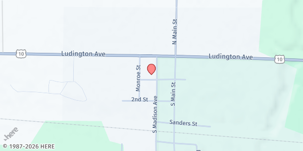 Map showing Carita's Food Pantry/St. Mary's Catholic Church at 85 S Madison Ave, Custer, MI