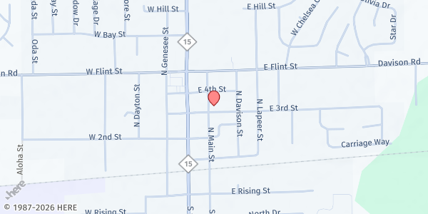 Map showing Davison United Methodist at 207 E. Third St., Davison, MI