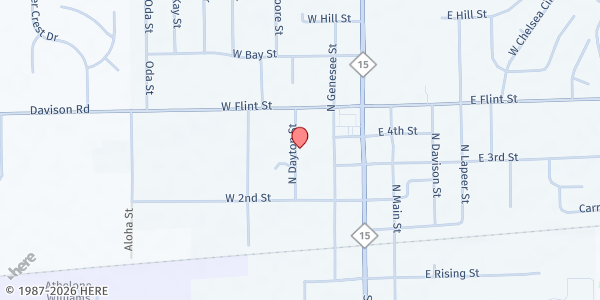 Map showing St. John Christian Svcs. - Davison at 404 N. Dayton St, Davison, MI