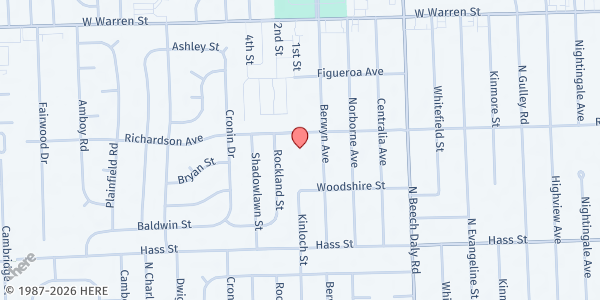 Map showing Berwyn Senior Center at 26155 Richardson Street, Dearborn Heights, MI