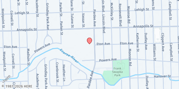 Map showing Eton Senior Center – CCMM at 4900 Pardee Ave, Dearborn Heights, MI