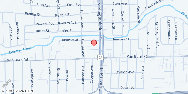 Map showing First Assembly of God Firstworks Freestore at 5650 South Telegraph Road, Dearborn Heights, MI