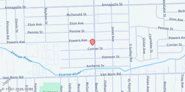 Map showing Help's on the Way Distribution Site at 5358 South Beech Daly Street, Dearborn Heights, MI