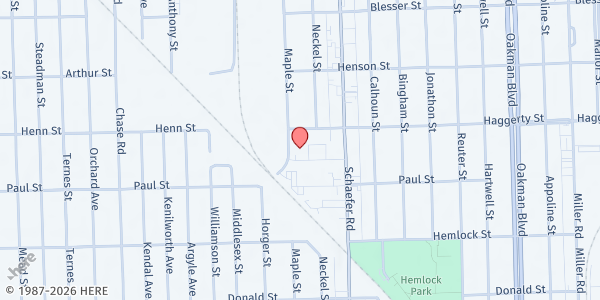 Map showing ACCESS Maple – CCMM at 6450 Maple St, Dearborn, MI