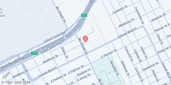 Map showing Capuchin Services Center at 6333 Medbury Street, Detroit, MI