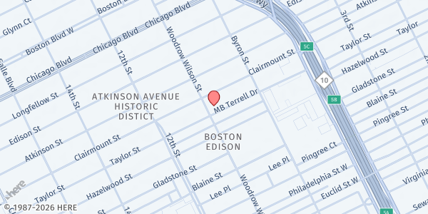 Map showing Central Detroit Christian at 1550 Taylor St, Detroit, MI