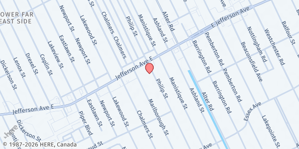 Map showing Faith Lutheran Church - Food Distribution Center at 897 Philip St, Detroit, MI