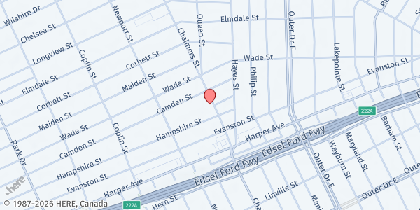 Map showing Focus: HOPE Food Distribution Center at 9151 Chalmers St, Detroit, MI